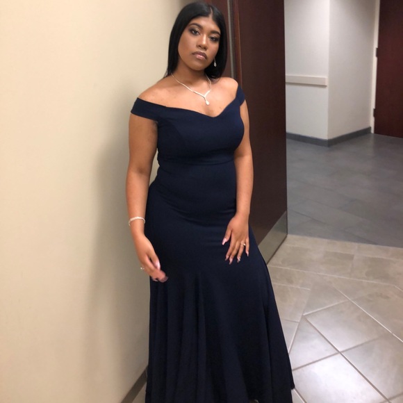 Elegant Navy Blue Dress - Picture 3 of 5